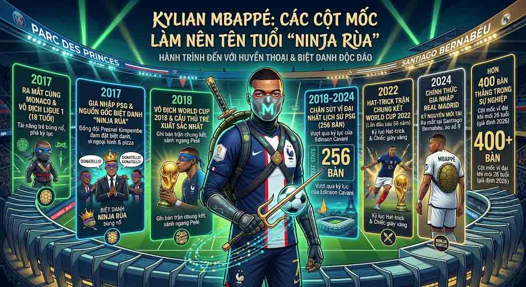 Thống Kê Mbappe Ghi Bao Nhiêu Bàn Thắng Trong Sự Nghiệp? 3 Các cột mốc làm nên tên tuổi "Ninja Rùa"