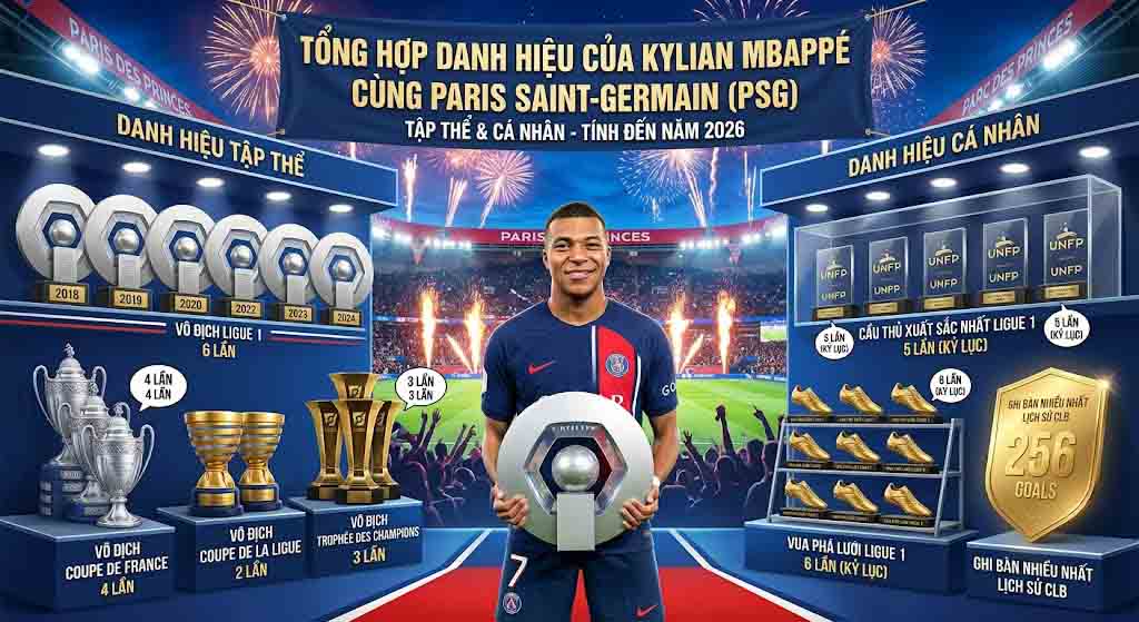 Tổng Hợp Các Danh Hiệu Của Mbappe Từ Cá Nhân Đến Tập Thể 2 Các danh hiệu của Mbappe cùng PSG