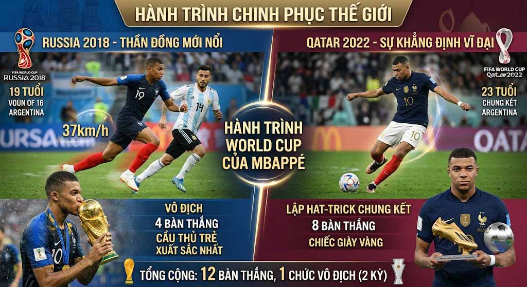 Mbappe World Cup 2026 Hành trình chinh phục cùng tuyển Pháp 2 Hành trình của Mbappe tại các kỳ World Cup trước