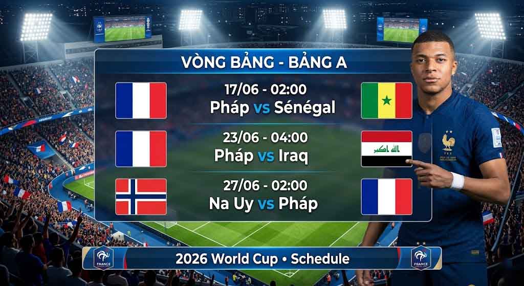 Lịch thi đấu Pháp World Cup 2026 và hành trình của Les Bleus 2 Lịch thi đấu Pháp World Cup 2026 mới nhất