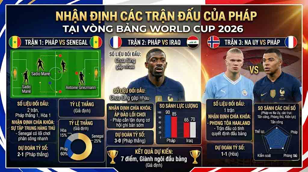 Lịch thi đấu Pháp World Cup 2026 và hành trình của Les Bleus 3 Nhận định các trận đấu của Pháp tại vòng bảng World Cup 2026