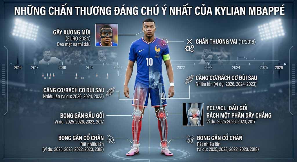 Mbappe Chấn Thương Gì? Cập Nhật Các Chấn Thương Mới Nhất 3 Những chấn thương đáng chú ý nhất của Mbappe