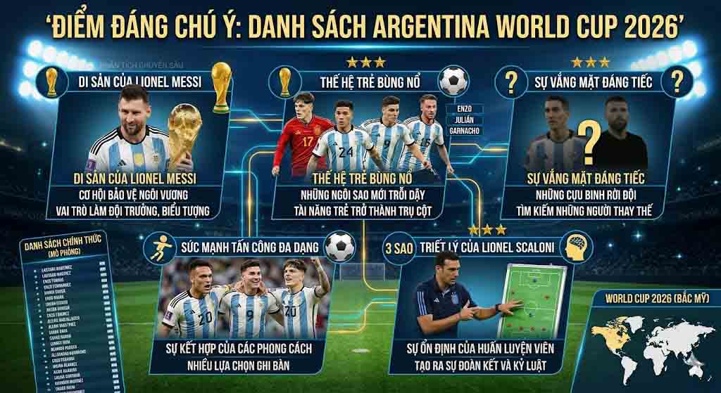 Đội Hình Argentina World Cup 2026: Danh Sách 26 Cầu Thủ 2 Những điểm đáng chú ý trong danh sách Argentina World Cup 2026