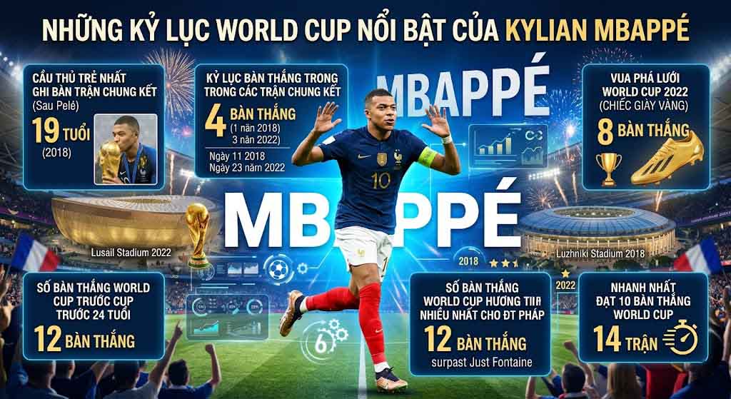 Mbappe Có World Cup Không? Thành Tích Và Kỷ Lục Mới Nhất 3 Những kỷ lục World Cup nổi bật của Mbappe